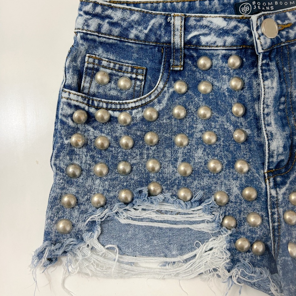 Studded Distressed Shorts